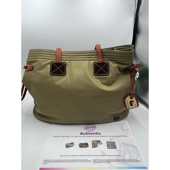 Dooney & Bourke Authenticated Victoria Handbag Olive Green pink Nylon Bag - Picture 3 of 13